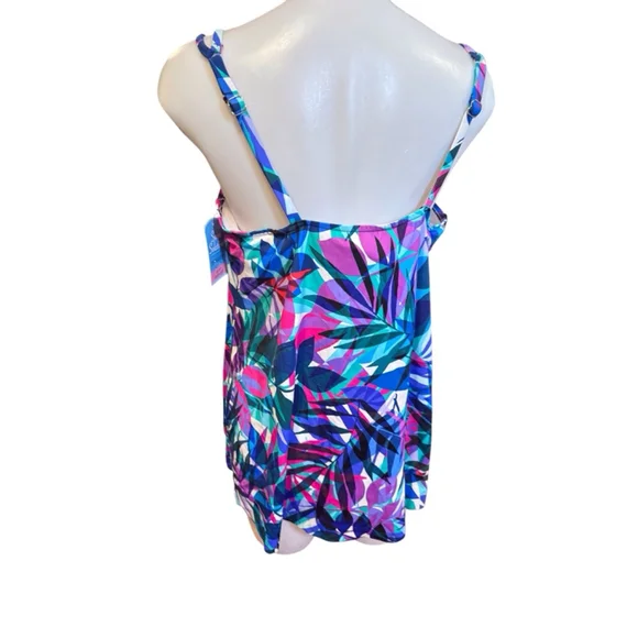 Women's Swim Solutions Tankini Top Size 18W Multi-color - Picture 2 of 5